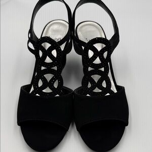 Impo Black Women's Sandals with Intricate Design
